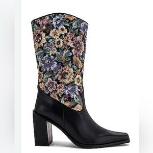 JEFFREY CAMPBELL Calimity Boot in Black Floral Tapestry, Sz 7